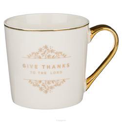 GIVE THANKS TO THE LORD WHITE AND GOLD - MUG - 414ML - 1220000139619