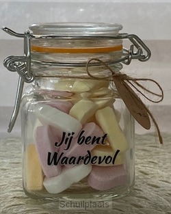 SNOEPPOTJE HARTJES JIJ BENT WAARDEVOL - 7422257146172