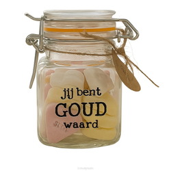 SNOEPPOTJE HARTJES JIJ BENT GOUD WAARD - 7422257146189
