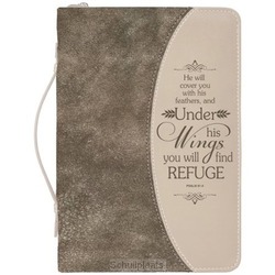 UNDER HIS WINGS - GOLD FLECKED BROWN - BIBLECOVER - LARGE - LUXLEATHER - 759830274364