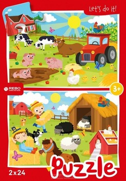 REBO LEGPUZZEL 2X24 STUKJES - FARM ANIMA - 8720387822225