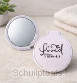 PLASTIC MIRROR WHITE LOVED 1 JOHN 4:9 - 8785321610269