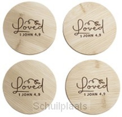COASTERSET (4) ROUND 9,5CM LOVED 1 JOHN - 8785321610313
