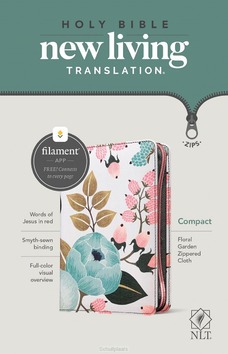NLT COMPACT ZIPPER BIBLE - FLORAL GARDEN, CLOTH - 9781496455505