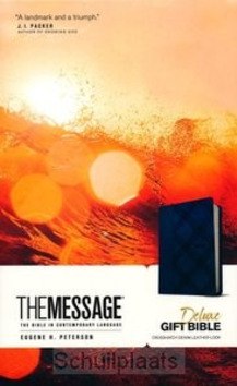 THE MESSAGE DELUXE GIFT BIBLE - DENIM, TUTONE CROSS HATCH - 9781641581257