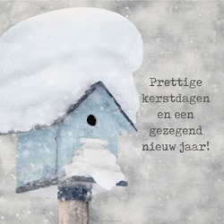 MINIKERSTKAART BESNEEUWD VOGELHUISJE - KERST - MA41215