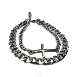 DUBBELE HERENARMBAND KRUIS - SIERADEN - MA47932