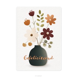 KAART BLOEMENVAAS  GEFELICITEERD - EIGENW!JS - MA62027